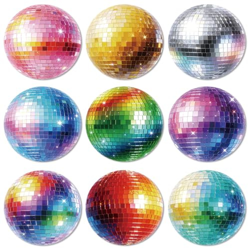 ANATTASOUL 9 Stück Glänzende Discokugel Untersetzer Holz für Zuhause | Holzuntersetzer Coaster Wiederverwendbare Glasuntersetzer ,Tasse Coaster Mat für Büro und Bar Tischdeko Sommer