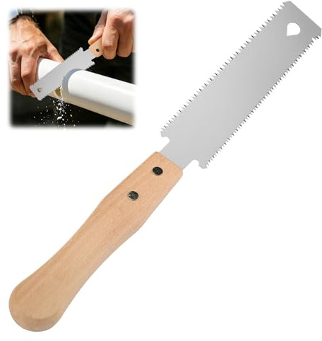 Small Pull Saw SK5 Steel Double Edge Fine Tooth Woodworking Saw Hand Tool | Flush Cut Hand Tool with Wooden Handle for Carpentry Joinery Pruning DIY and Precision Wood Cutting Wood Cutting Hand Tool