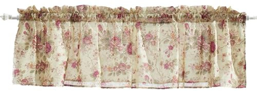 Greenland Home Fashions Antique Rose Mantovana per Finestra Extra Larga in 100% Cotone Rosa Antico, Tessuto, Ecru, W 20 x L 84 (1 Panels)