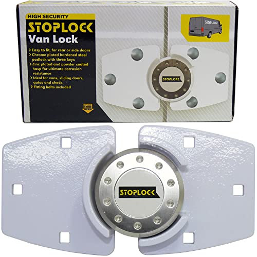 Stoplock WHITE High Security Anti Theft Van Rear Or Side Door Home Garage Shed Door Lock Hasp Padlock