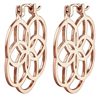 Elli Ohrringe Damen Creolen Lebensblume Ornament | 925 Sterling Silber Rosévergoldet