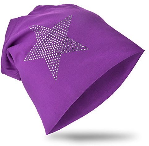 Miobo Kinder Slouch Beanie Mütze,Baumwolle,Strass Stern