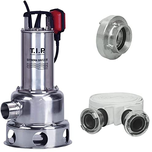 T.I.P. Schmutzwasser Tauchpumpe Extrema 500/13 IX Mit C 52-Storz-Kupplung 2 Zoll IG (57,29 mm) Und Bau- Und Industriegewebeschlauch