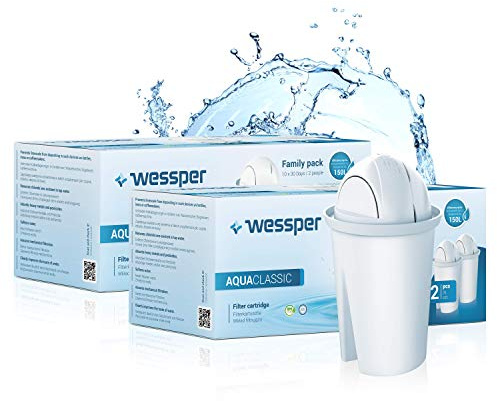 Wessper® Cartouches filtrantes (Compatible avec Brita Classic, Dafi Classic, Aquaphor B100-15 Standard, PearlCo Classic, BWT Universal, Anna MONOMAX, Filter Logic FL-601G) Pack 24