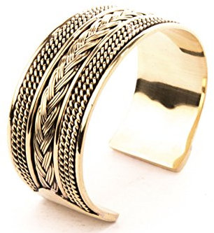 Windalf Unisex Nordic Armreif RÂGNA Ø 6 cm Nordische Freundschaft Armschmuck Bohemia Zopfmuster Hochwertige Bronze