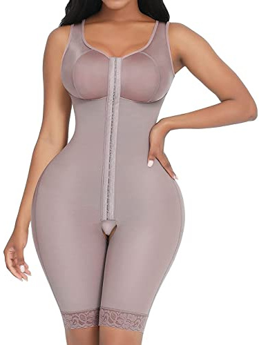FeelinGirl Faja para Mujer con 3 Filas de Ganchos Shapewear Sobre Busto Control de Abdomen Body Reductor Tallas Grandes Marrón XL