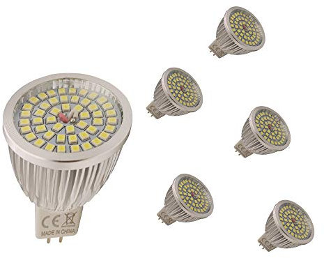 Mengjay 5 Stück MR16 6W LED Lampen Birnen Cold weiß (6000k) ，48 SMD 2835, 500 lumen, AC/DC 12V, Led - Winkel 120 °, CRI:75 ，Kein Stroboskop effekt