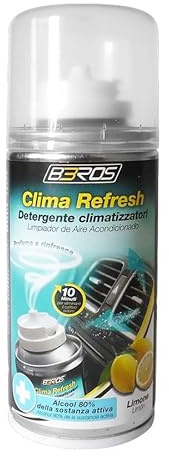 BROS Hygiene-Reiniger Spray Klimaanlage Auto SUV Lieferwagen Wohnmobil LKW - Professionelle Behandlung - + 1 Aufkleber für PC Ersatzteile Europa Gratis (Klima- - Zitrone)