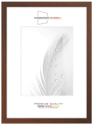 DR24 29,7x42 (DIN A3) Bilderrahmen (Wenge braun) nach Maß, 35 mm breiter MDF Holzrahmen inkl. entspiegelter Anti-Reflex Kunstglasscheibe, stabiler Rückwand, Biegestiften und Aufhängern