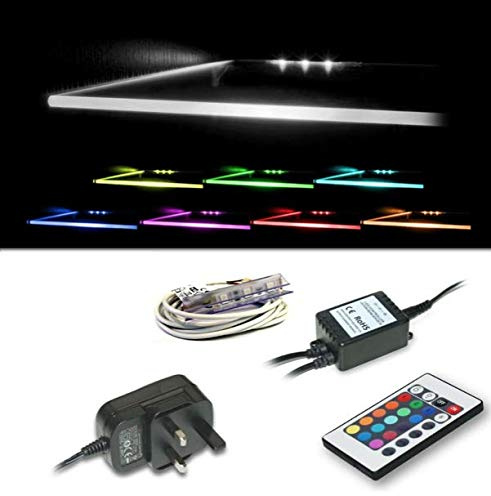 Furneo Set of 1 LED Glass Edge Lighting Clips in RGB [Energy Class A] for Illumination