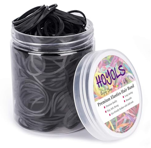 HOYOLS Grands Élastiques en Caoutchouc pour Cheveux, 3 cm Noirs | Élastiques à Cheveu Doux, pour Femmes Filles Tresses Dreadlocks Cheveux Épais Lourds, Pas de Dommage & Étirables, 330 Pcs