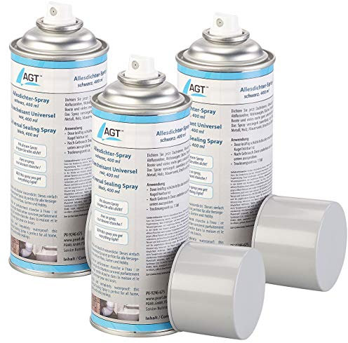 AGT Spray zum abdichten: 3er-Set Allesdichter-Sprays mit 3x 400 ml, schwarz (wasserdicht-Spray, dicht-Spray Wasser, Isolierband)