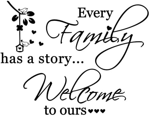 Jiayaus Adesivi Murali con Citazioni Motivazionali con Scritta In Inglese  Every Family Has A Story Welcome to Ours , Personalizzare Scritte Adesive per Pareti per Decorazioni Parete
