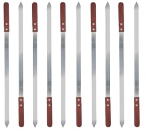 walexo Edelstahl Kebab Adana Grillspieße 600x20x2mm Holzgriff (10 x Grillspieße)