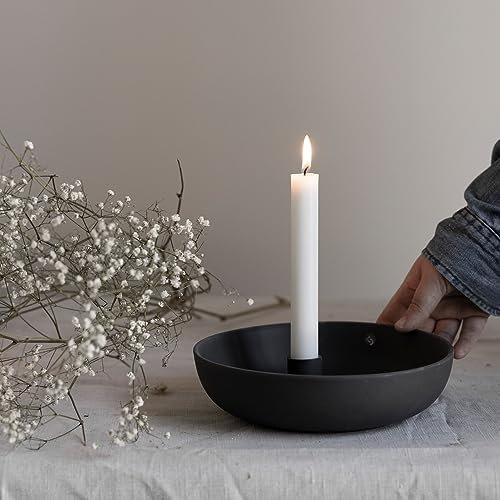LIDTAROP KERZENHALTER Ø21 x 5 cm DUNKELGRAU | Kerzenschale Kerzenteller Kerzenständer für Stab- Tafel- Spitz- Kerzen