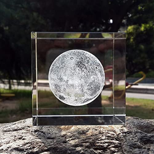VVW&LIU 60MM Kristall 3D Mond Modell Gravur Glas Briefbeschwerer Fengshui Crafts Home Decor Zubehör Zimmer Ornament,Nur Würfel,60mm