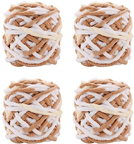 4er Pack 100g Strickwolle Wolle zum Häkeln Strickgarn Sockenwolle zum Stricken Bunte Acrylgarn Knäuel Häkelgarn Mehrfarbiger Set für Decken Pullover Schuhe Mützen Schals Style A