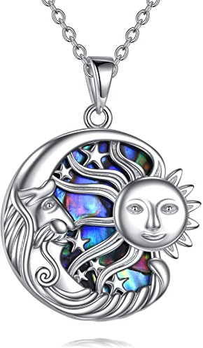 YFN Sonne und Mond Halskette Sterling Silber Paar Anhänger Sonne Mond Schmuck Geschenke für Damen Herren