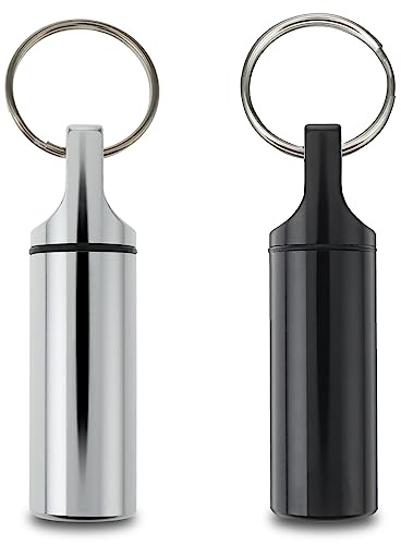 Sibba Keychain Pill Holder 2 PCS Pill Case Keyring Vitamin Bottle | Medication Travel Carrier, Fit with Purse Pocket, Moistureproof, Portable, for Emergency Essentials, Mini Container Holder