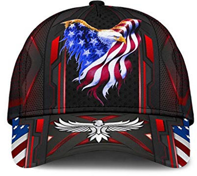 Trucker Kappe Patriotischer Weißkopfseeadler-Carbon-Rot-Schwarz-Adler-Liebhaber-Einzigartige Geschenkidee Unisex Outdoor Hut Verstellbar Vintage Baseball Cap Für Kletter Outdoor