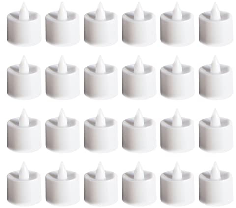 Lot de 24 Bougies Chauffe-plat sans Flamme avec Lumière Blanche Chaude, Fausses Bougies Chauffe-plat Romantiques à LED, Bougies Chauffe-plat Votives pour la Saint-Valentin, les Vacances, Noël, L'autom