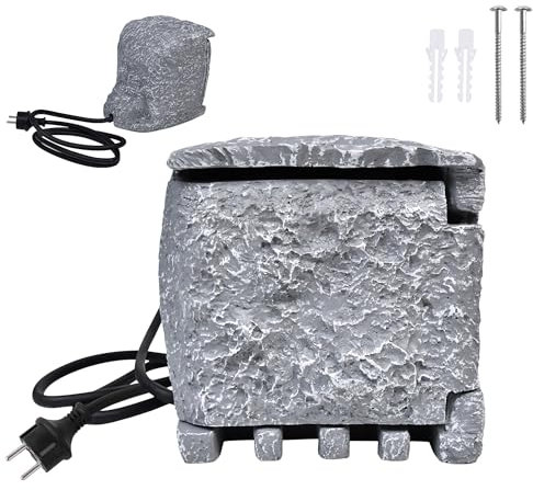 Yznahre Gartensteckdose Steinoptik mit 4 Steckplätzen, Mehrfachsteckdosen mit 1,5m Verlängerungskabel, Steinsteckdose inkl. Erdspieß, Garten-Steckdose Aussen, Außensteckdose, IP44 Wasserdicht