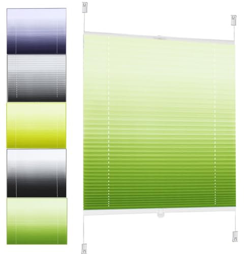 Plissee Klemmfix ohne Bohren 30 x 30 cm Sonnenschutz und Sichtschutz lichtdurchlässig Klemmfix Plisseerollo Faltrollo mit Klemmträger / -fix für Tür & Fenster, Grün