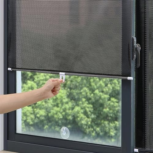 PIPRE Store Enrouleur sans Perçage,Store de Fenêtre à Ventouse,Stores Occultants de Protection Solaire,Rideau Pare-Soleil Rétractable,Store Thermo pour Toit,6 Tailles 45 x 125cm