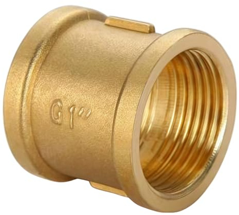 Messing Muffe G1 (Ø30,5mm) IG/IG, Doppelmuffe DN25, für Rohranschluss | Doppelmuffe Innengewinde Verbindungsstück Adapter, Doppelmuffe Verbindungsstück Messing