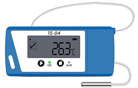 ThermElc TE-04 ET Cold Chain Temperature Data Logger for Pharmacy Transport- Multi-Stop Logistics Logger with Pause & Resume, Dual Internal/External Sensors, Auto PDF/CSV, 240-Day Unlimited Recording