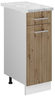 Vicco Küchenunterschrank R-Line, Artisan-Eiche, 30 cm, AP Marmor, zur freien Kombination innerhalb modularer Küchensysteme