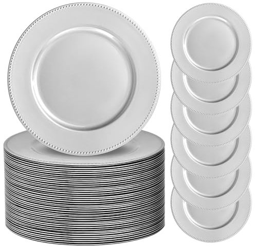 YJYQHYX 13 Silver Charger Plates 50 Pack Charger Plates Bulk