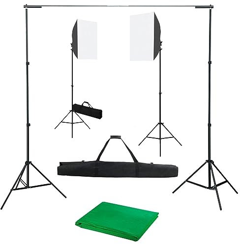 CIADAZ Fotostudio-Set mit Softbox-Leuchten und Hintergrund, Fotostudio Set, Fotohintergrund, Foto Studio,Fotohintergrund Set, Foto Hintergrundsystem,