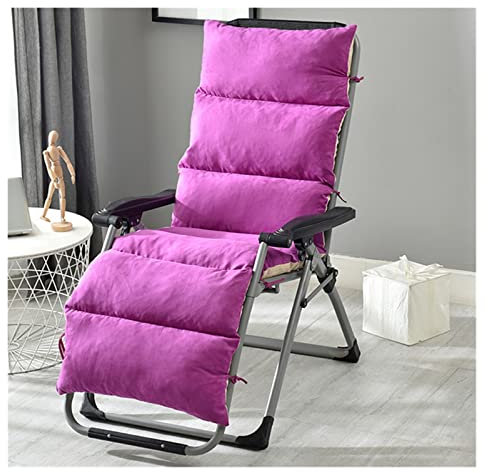 Kissen für die Liege für den Außenbereich, mit Bändern und Oberbezug, rutschfest, für drinnen und draußen, Schaukelstuhl, Sofa, 155 x 50 cm, Violett