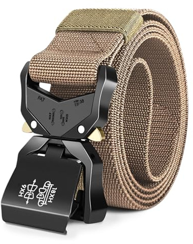 Leskyair Men Tactical Belt, Work Belts for Men Military Hiking Heavy Duty Belt 1.5 Inch, Nylon Webbing Tool Belt with Quick Release Metal Buckle
