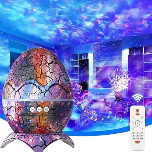 YYGJYGOO Dinoglow Egg Projector, 4-in-1 Northern Lights Starry Projector with White Noise, Wireless Bluetooth Music Player, Timer & Remote, Nightlight Room Décor(A)
