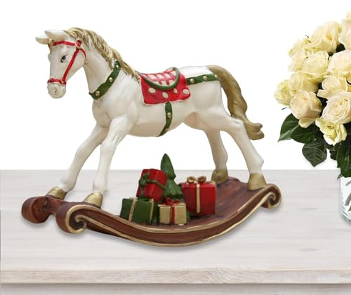 Adorno de caballo balancín – Una linda adición a tu decoración navideña, regalo de fiesta, regalo de cumpleaños, artesanía de juguete para Navidad, Acción de Gracias, Año Nuevo | Accesorios D