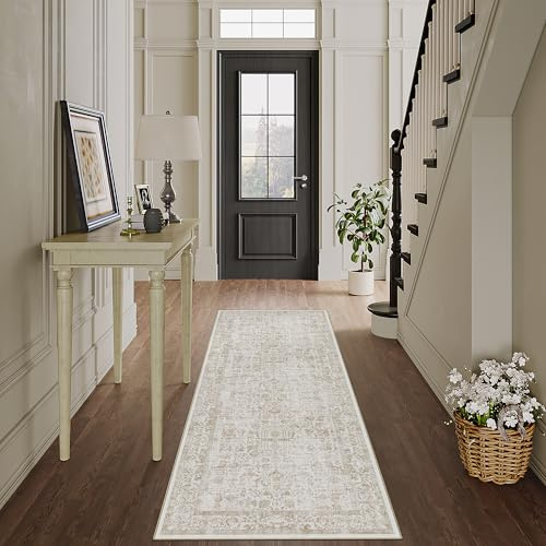 HUGEAR Marron Tapis Couloir Lavable en Machine Tapis de Passage Cuisine Chambre Adulte Tapis Couloir Long 60x180cm Doux Vintage Descente de Lit AntidéRapant Decoration Chambrel Mangerd