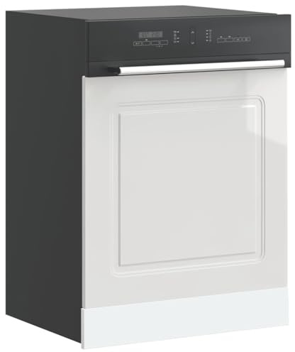 Rantry Pannello Lavastoviglie Kalmar Bianco Lucido 60x1,5x67 cm, Credenza Armadio da Cucina, Mobiletto Portaoggetti Ripiani Salvaspazio Mobiletto Armadio di Stoccaggio per Soggiorno Camera Ufficio