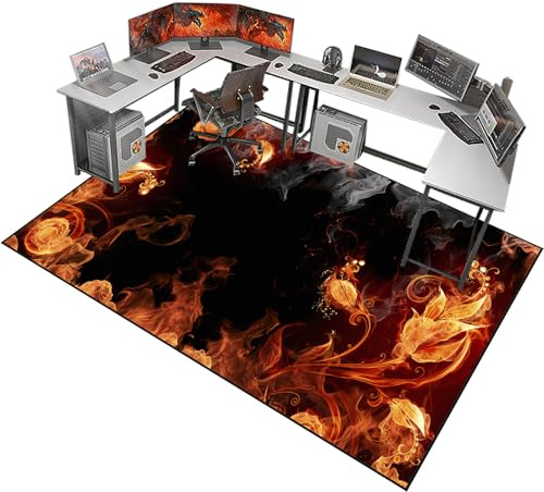 Fzamudng Bürostuhl Unterlage Gaming Teppich Unterlage Schreibtischstuhl Schutzmatte Bürostuhl rutschfeste Bodenschutzmatte Rollmatte Bürostuhl Stuhl Unterlegmatte für Laminat Parkett 180 x 210 cm