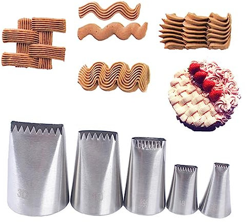 OFFSCH Boquillas De Acero Inoxidable Para Decoración De Pasteles 5 Piezas, Puntas Para Manga Pastelera, Kit De Herramientas Para Hornear, Uso Profesional y Doméstico, Adecuado Para Cupcakes y Galletas