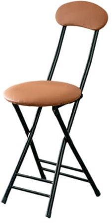 Generico 45 cm Sgabello da Bar Pieghevole con Schienale e Poggiapiedi, Sgabello da Colazione Imbottito in PU Portatile, capacità di 100kg(Black Tube Curry)