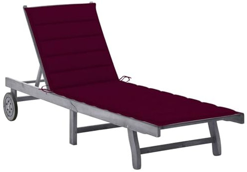 Xichuzi Sonnenliege mit Auflage Grau Akazie Massivholz, Gartenliege, Liegestuhl, Sonnenstuhl, Sonneninsel Outdoor, Liegen, Gartenmöbel, Bäderliege, Relaxliege - 3061368