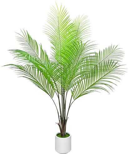 Yesaler Palmier Artificiel 120cm Fausse Plante Verte Tropicale en Plastique Décoration pour Intérieur Extérieur Maison Bureau Jardin