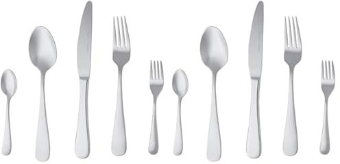 Amazon Basics Service de 20 couverts en acier inoxydable avec bord arrondi Pour 4 personnes, Argenté (Lot de 2)