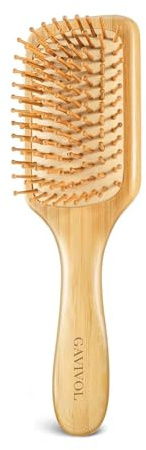 GAVIVOL Cepillo de bambú para desenredar, para masaje del cuero cabelludo y crecimiento del cabello, antiencrespamiento y sin estática, para cabello grueso, fino, rizado y seco