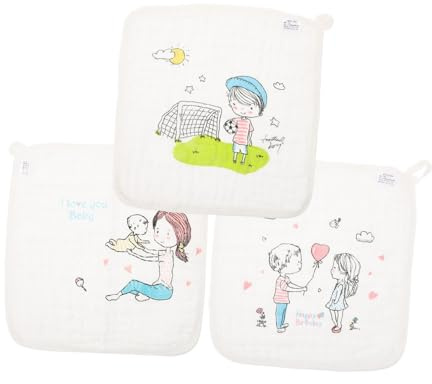 Kisangel 3 Stück-pack Baumwollhandtücher Speichelhandtücher 30x30cm Quadratisch Saugfähig Weich Babywaschlappen Für Gesicht Und Hände Babypflege Reise