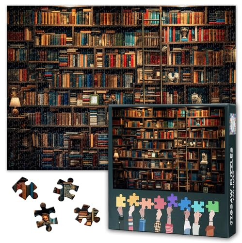 Rompecabezas de biblioteca 1000 piezas, libros rompecabezas para adultos, 70 x 50 cm