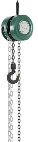 Kettenzug Handseilwinde mit Robustem Haken, 3m Vollverzinkte Kette G80, 1T, 1000kg Tragkraft, Flaschenzug Seilzug Hebezug Ratschenzug für Werkstatt, Forst, Lastenheben (1000kg Grün)