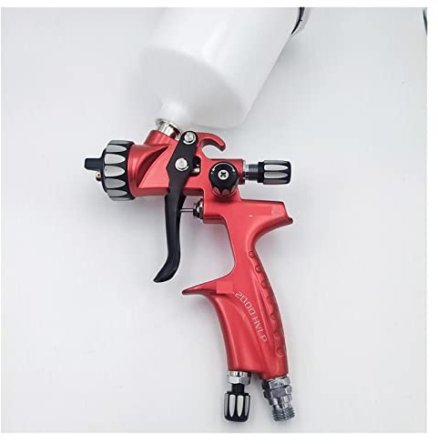 Pistola per idropulitrice, HVLP Auto Paint Spray Gun 1.3mm Auto Home Industrial Spray Paint Tools Pistola a spruzzo manuale a bassa pressione Capacità tazza 600ml(Rot)